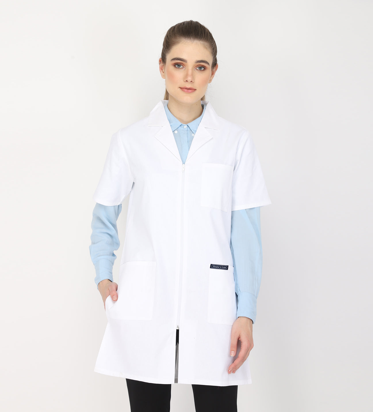 Healer's Line Women's Lab Coat (Zipper Closure) Length 35"