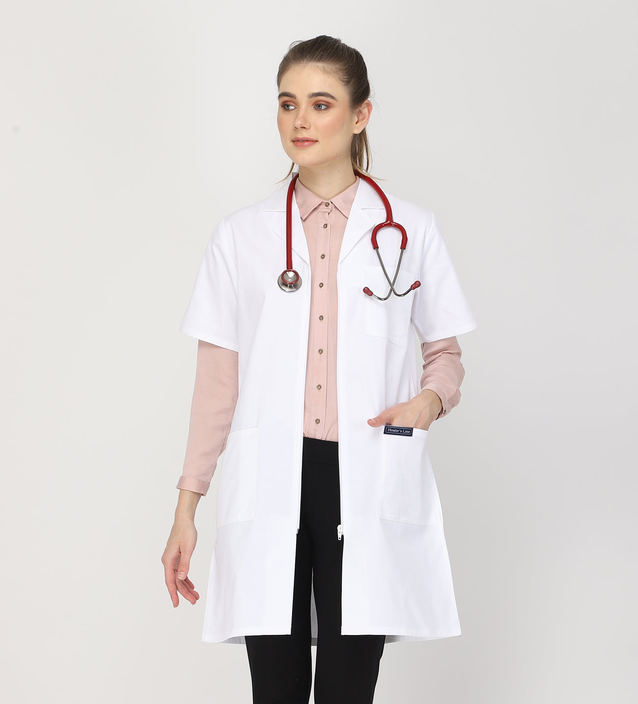 Healer's Line Women's Lab Coat (Zipper Closure) Length 37"